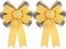 2 PCS Spring & Summer Wreath Bows – Yellow Burlap with Black & White Stripe Ribbon for Holiday Wreaths, Tree Toppers, Front Door, and Outdoor Decorations